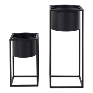 Set 2 vasi da fiori Marla in acciaio nero