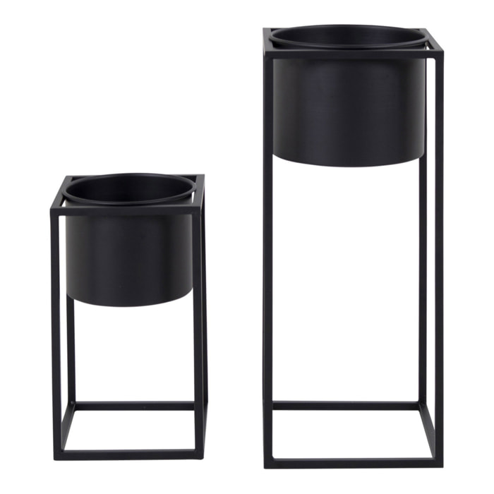Set 2 vasi da fiori Marla in acciaio nero