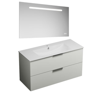Meuble vasque 120 cm BURGBAD Olena blanc brillant + miroir