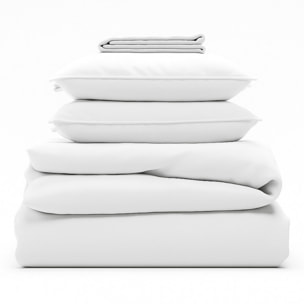 Parure de lit unie - taie 60x60 cm | 100 % polyester | Blanc | Douce et respirante