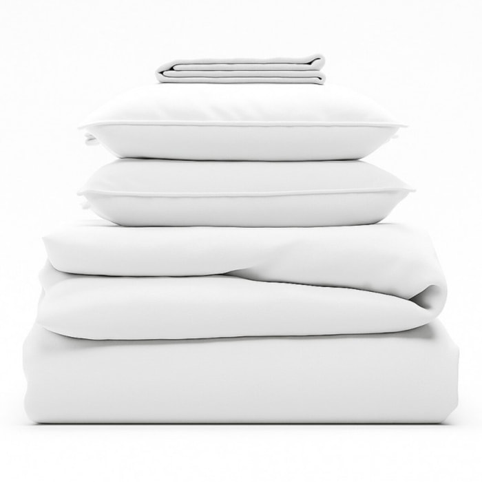 Parure de lit unie - taie 60x60 cm | 100 % polyester | Blanc | Douce et respirante