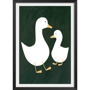 Affiche enfant oie  Affiche + cadre en bois - Noir