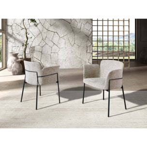 Silla con reposabrazos con asiento y respaldo tapizados en tela gris patas de acero inoxidable oscurecido 66x54x77cm