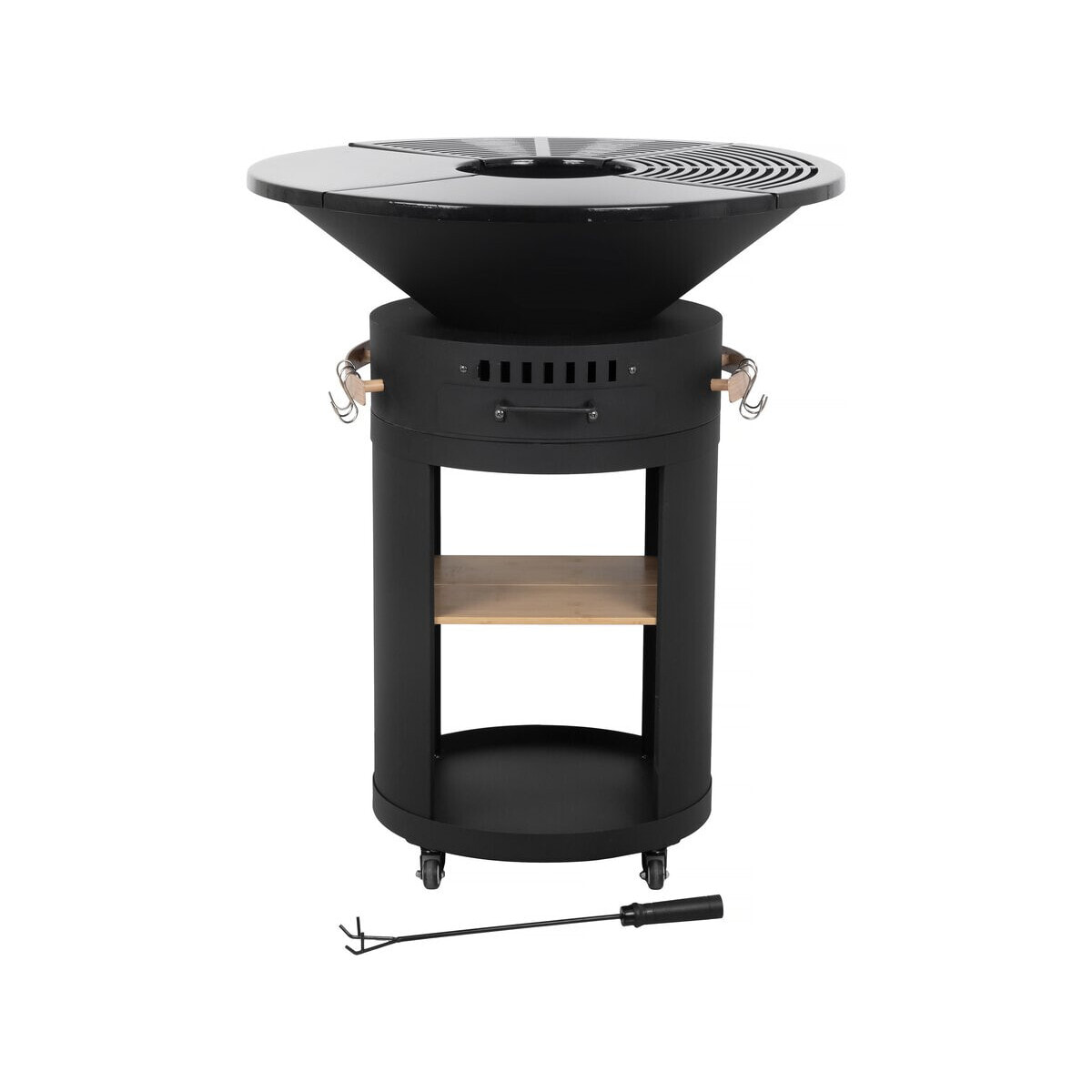 Barbecue plancha brasero à charbon et bois "Cesar premium" - Ø 81 cm - Noir