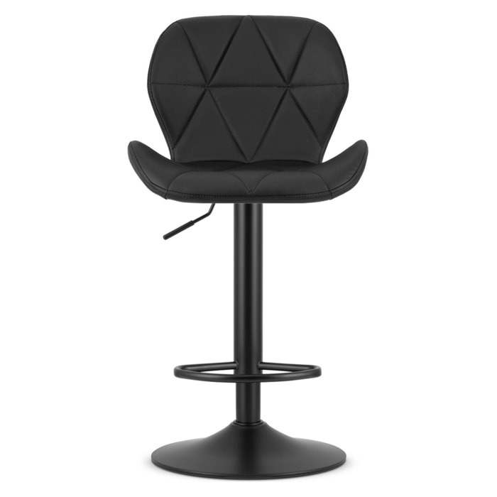 Sgabello da bar West in ecopelle nera con base regolabile