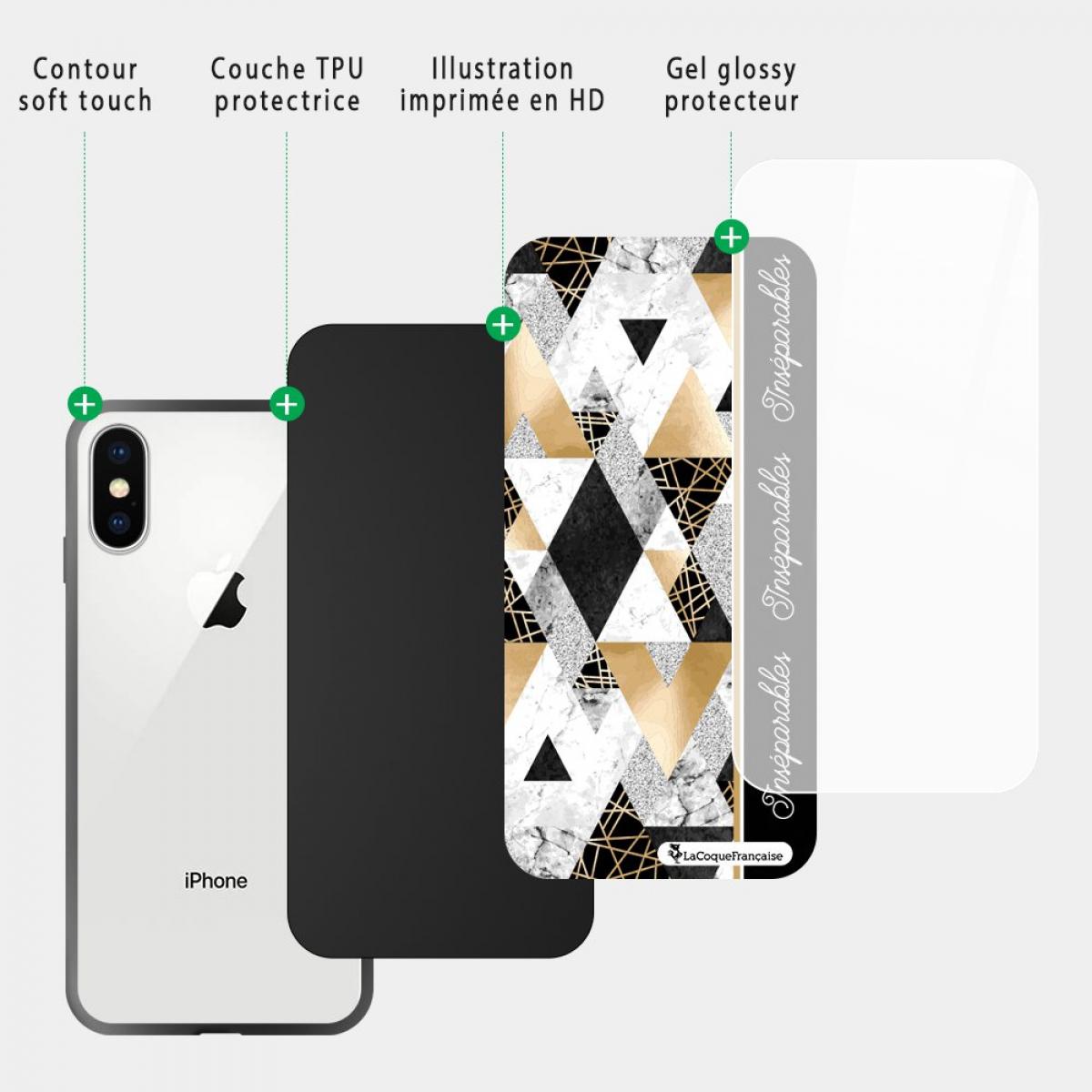 Coque iPhone Xs Max Coque Soft Touch Glossy Marbre Noir Inséparables Design La Coque Francaise