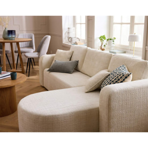 Miro - canapé d'angle réversible - 4 places - convertible avec coffre - en velours texturé - Beige