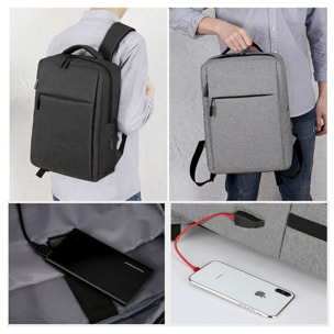 DAM Zaino per laptop  con interfaccia di ricarica USB. 29x12x41 cm. Grigio