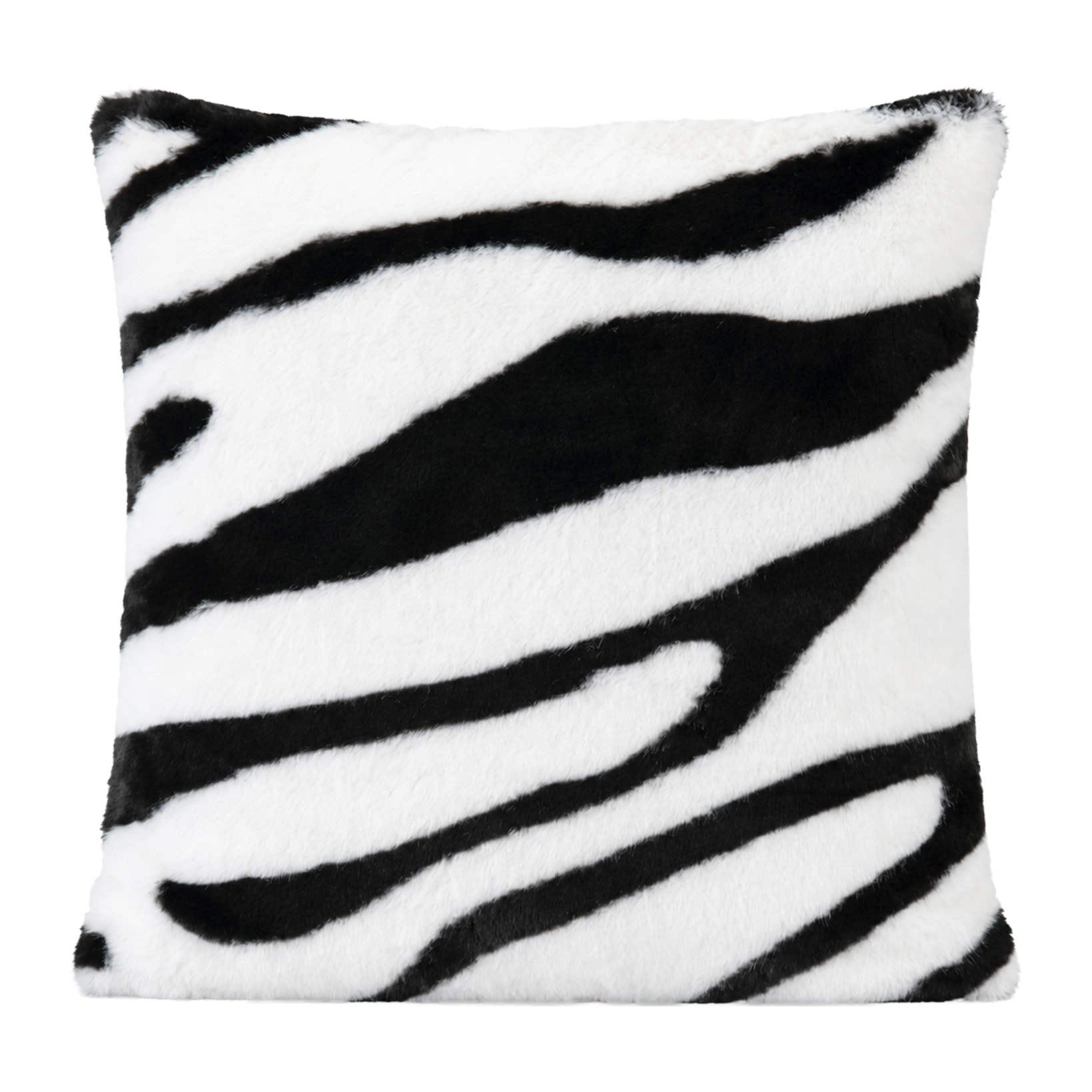 Coussin garni à motif zèbre avec dos en velours - Noir