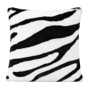 Coussin garni à motif zèbre avec dos en velours - Noir