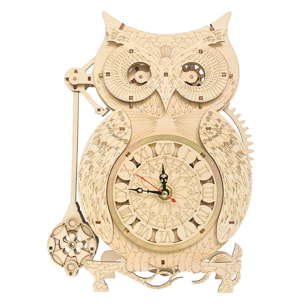 Modello in legno 3D, con movimento meccanico design di Orologio Gufo. 106 pezzi.