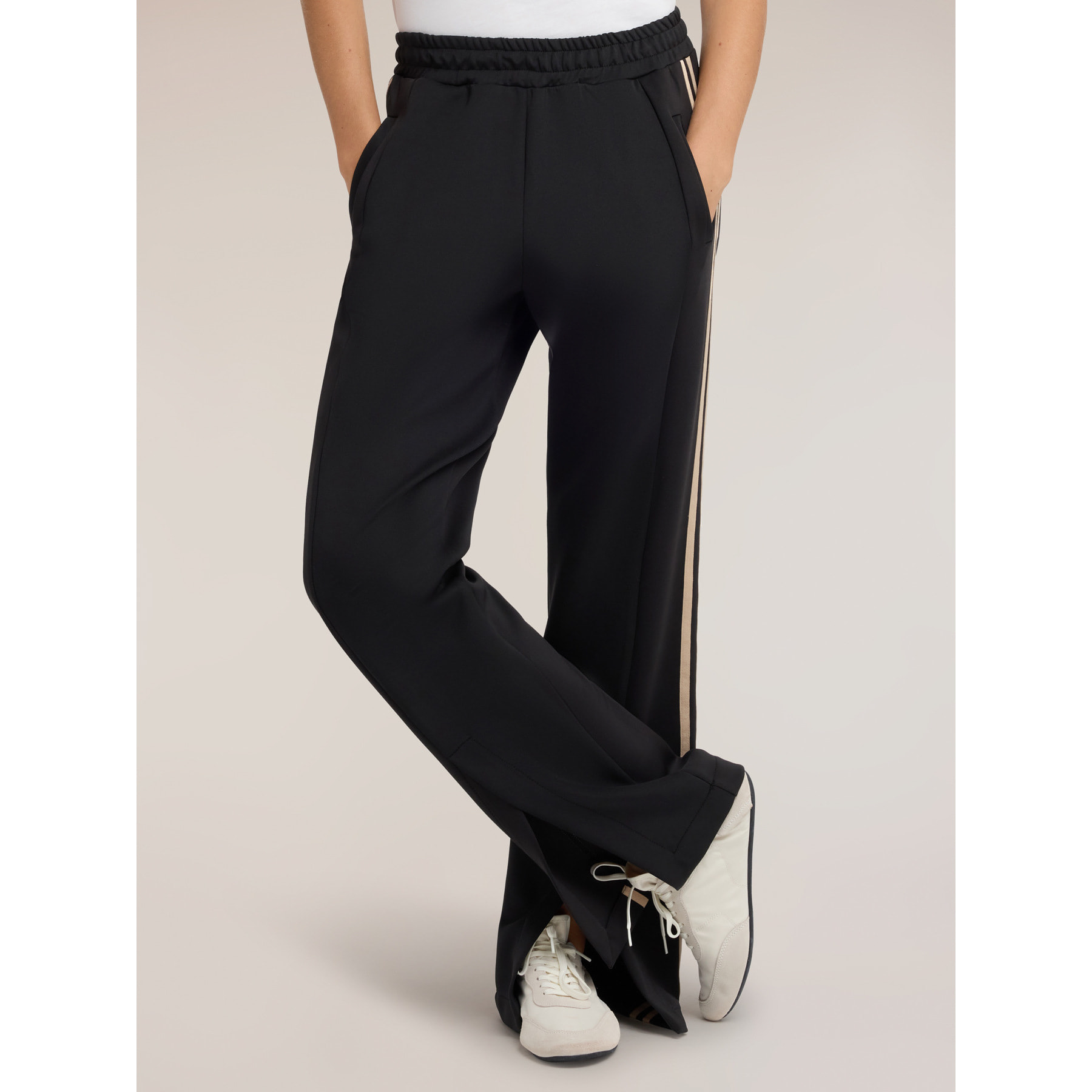 Motivi - Pantaloni palazzo con bande laterali a contrasto - Nero