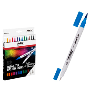 SET ROTULADORES DOBLE PUNTA PINCEL LETTERING 12 Uds.