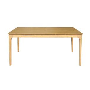 Table à manger rectangulaire extensible bois d'hévéa et placage frêne naturel 6-8 places - 160/210 x 90 x 76 cm - Elena