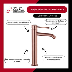 Mitigeur lavabo bec haut PAINI Ortence bronze cuivré