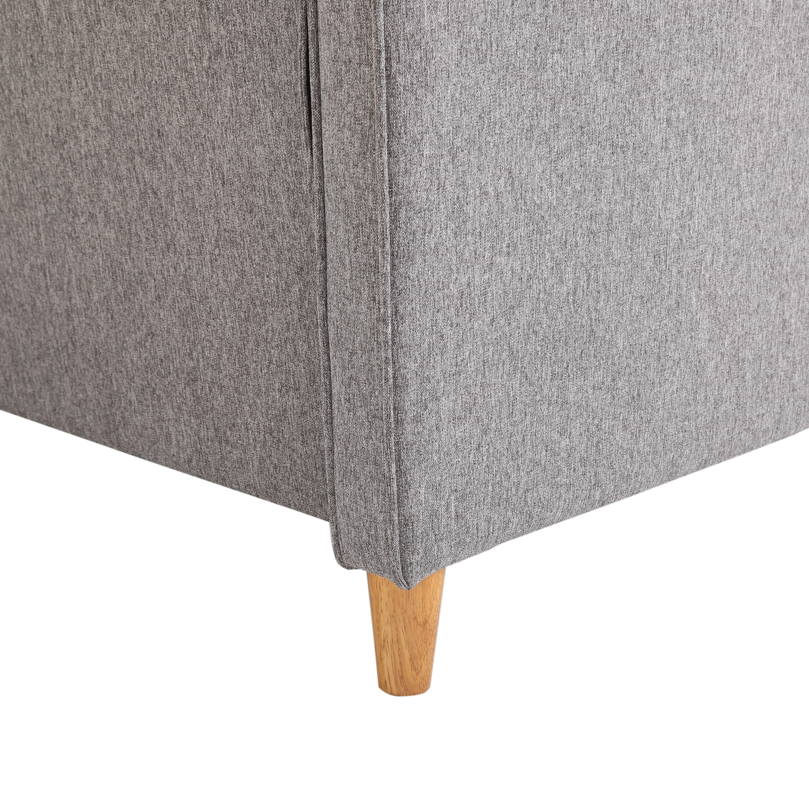 Canapé 2 places design scandinave dim. 141L x 65l x 78H cm pieds bois massif tissu lin gris clair chiné