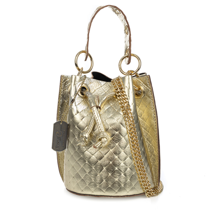 Primavera bolso de mano mujer. Piel auténtica Gamuza con grabado entrelazado y lacada brillante.