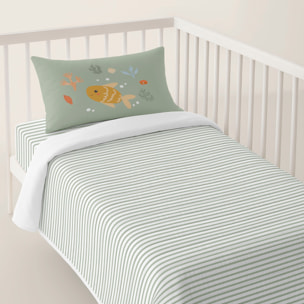 Cool Kids - Colcha Bouti Estampada - Reversible - Infantil - 100% Algodón - Cuna - Ocean Life