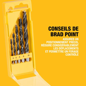 Coffret plastique de 5 mèches à bois 3 pointes - DEWALT - DT4535-QZ