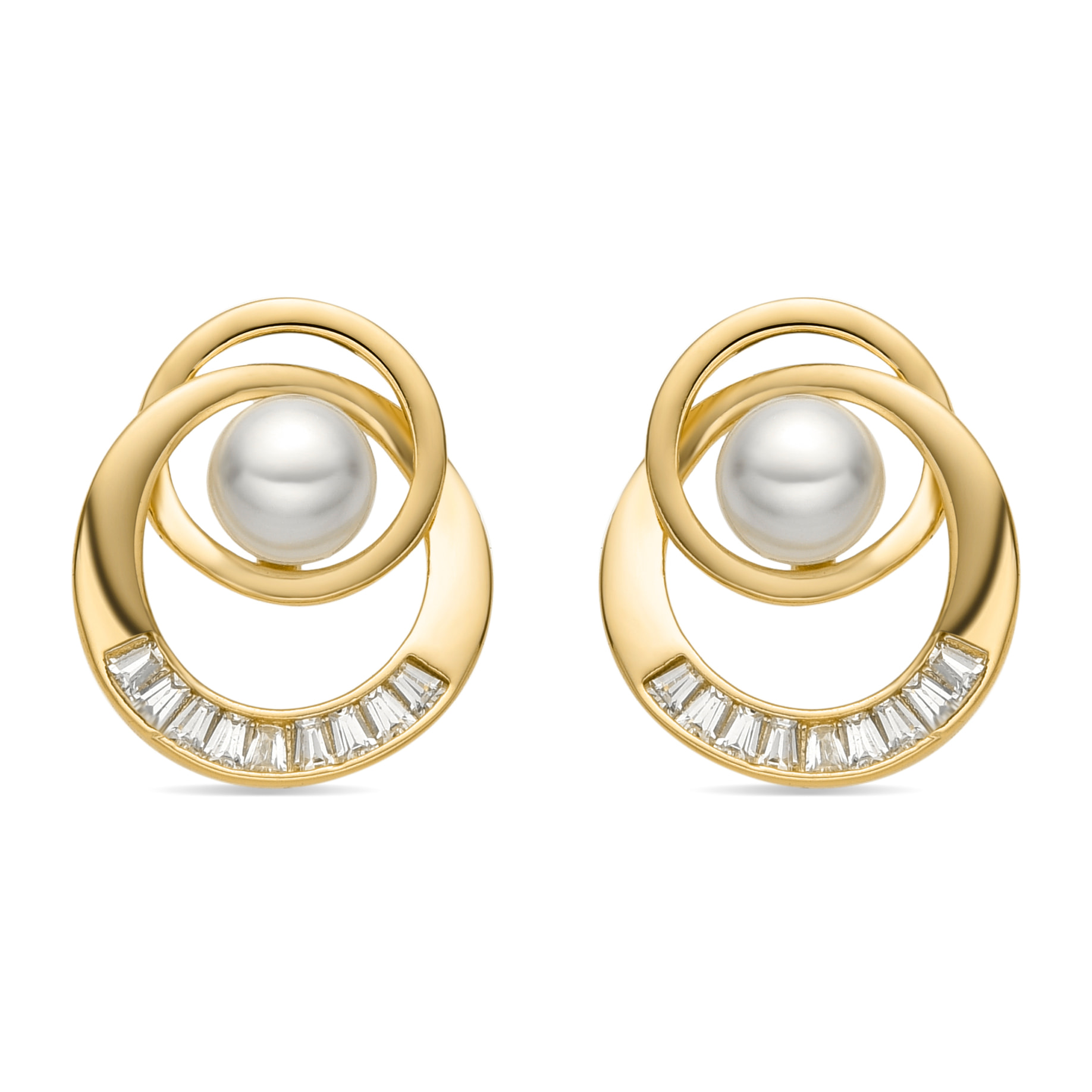 Pendientes con Perla Blanca acabado oro 18k