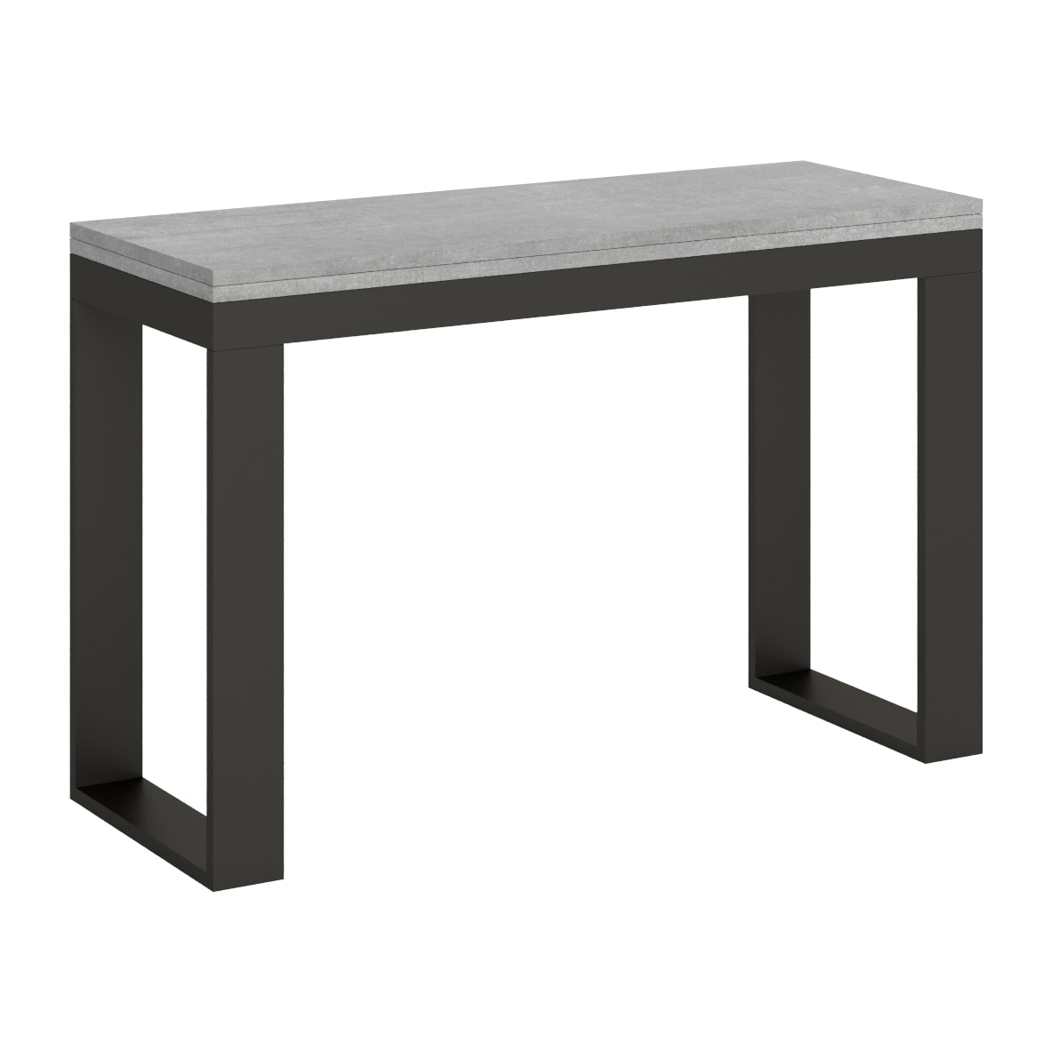 Mesa tipo libro 120/200x45/90 cm Tecno Double Cemento estructura Antracita