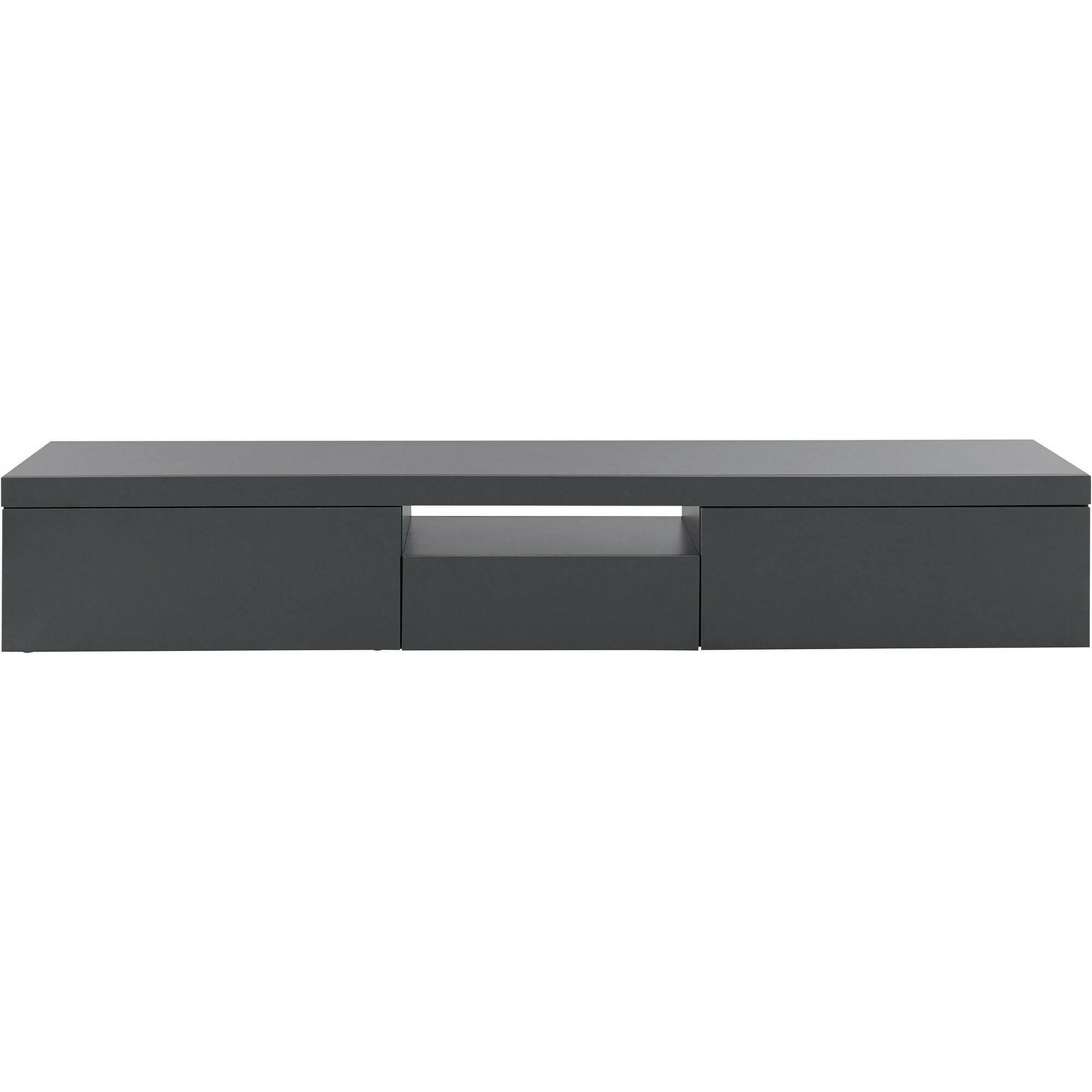 Mobile porta TV Dcoppolin, Credenza bassa da soggiorno a 3 ante, Base porta TV, 220x40h35 cm, Antracite