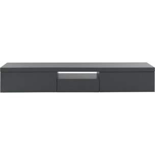 Mobile porta TV Dcoppolin, Credenza bassa da soggiorno a 3 ante, Base porta TV, 220x40h35 cm, Antracite