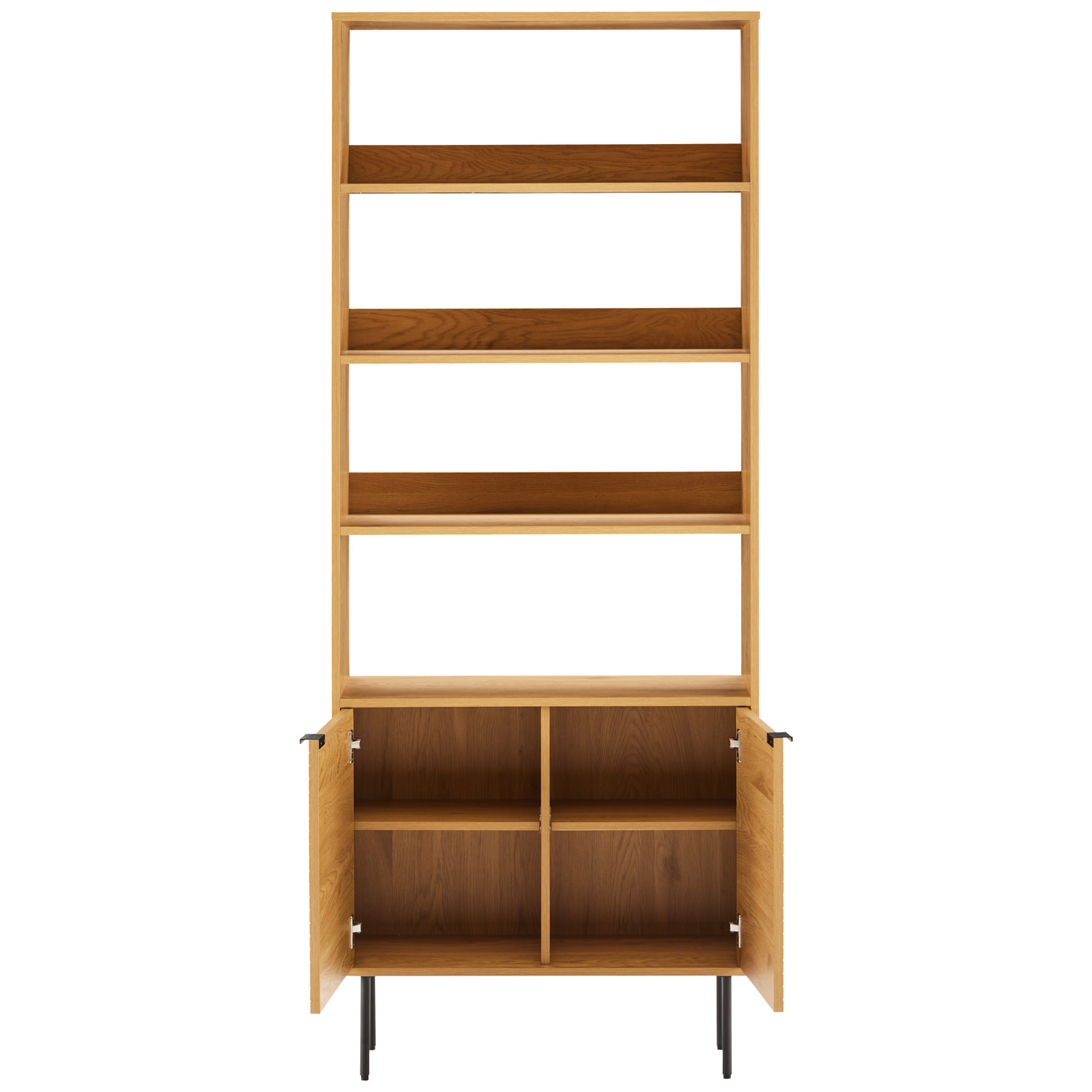 Bibliothèque en bois 4 étagères et 2 portes STINNA