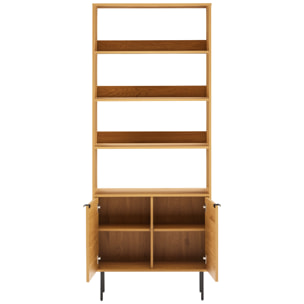 Bibliothèque en bois 4 étagères et 2 portes STINNA