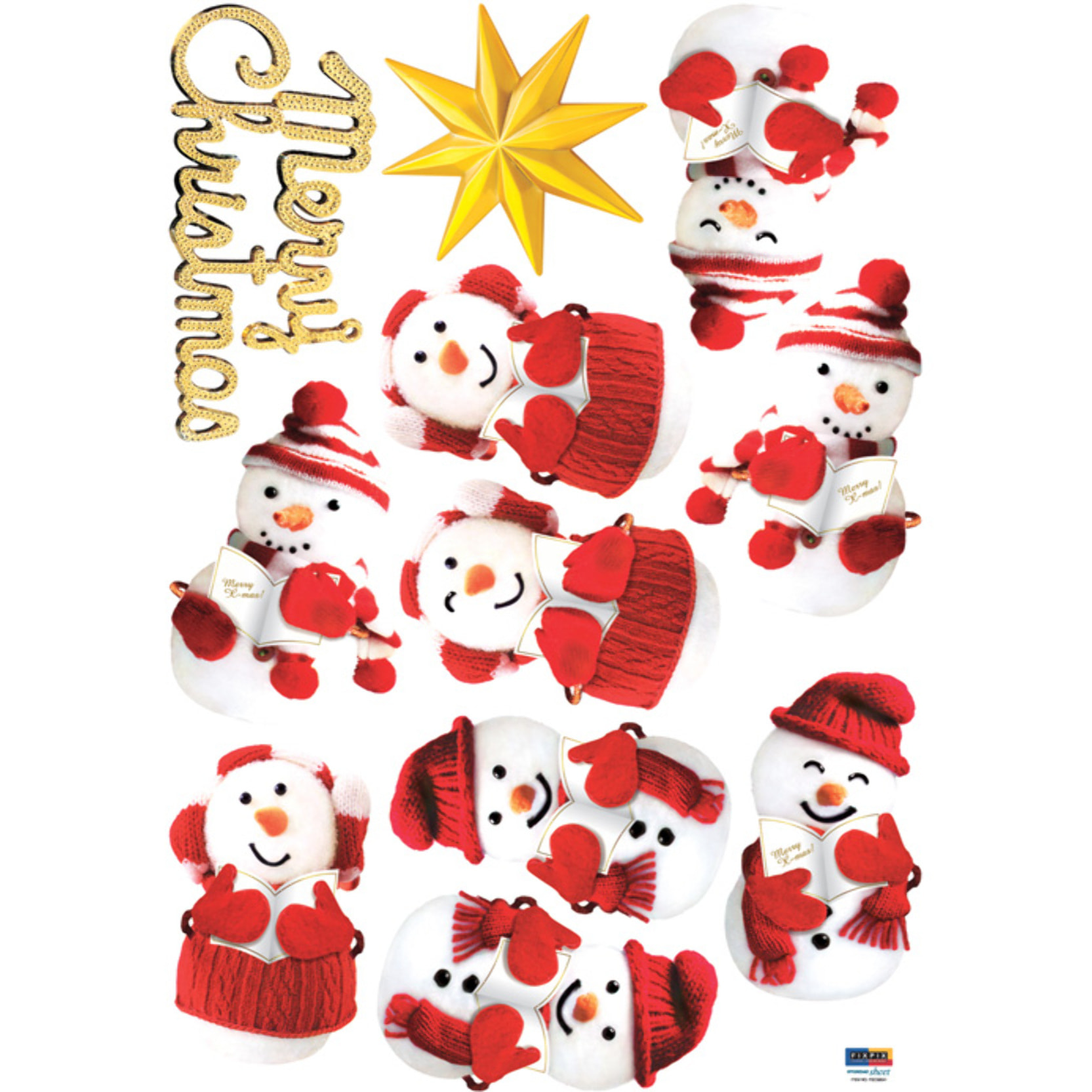 Sticker Bonhomme de neige habillé pour Noël - Autocollants adhésifs fenêtres noël - décoration fêtes