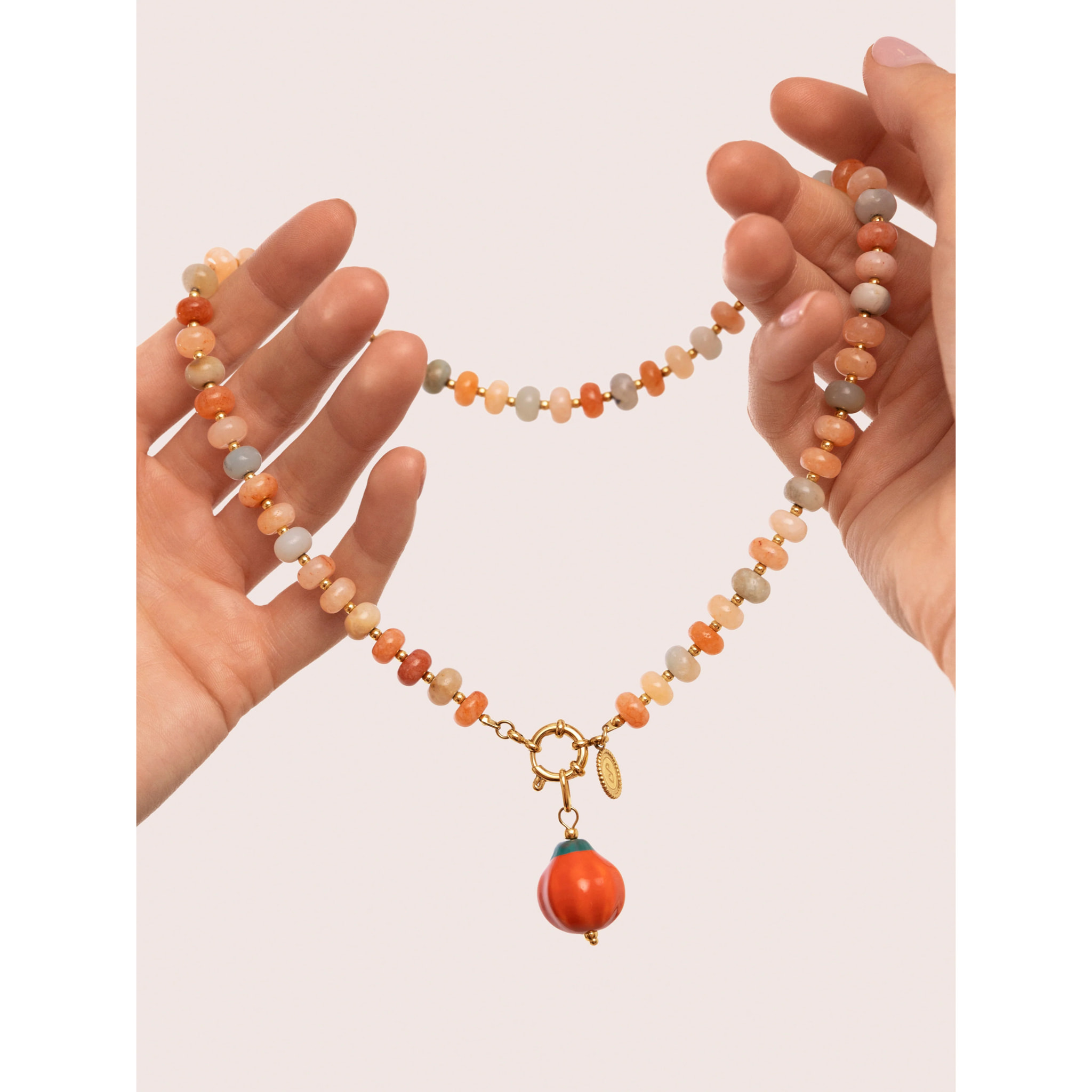 Collar Pumpkin Stones Acero Baño Oro