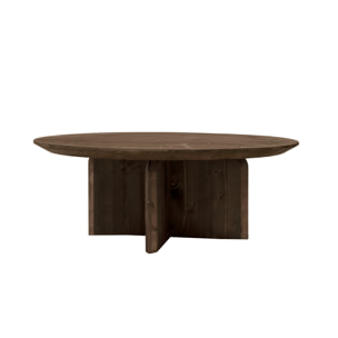 Table basse ronde en bois massif ton noyer en différentes tailles