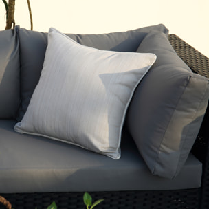 ENORA - salon de jardin panoramique 8 places en résine tressée noir et gris