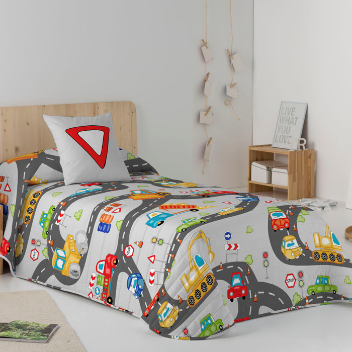 Cool Kids - Colcha Bouti Estampada - Reversible - Infantil - 100% Algodón - 70 gr/m² - Scalextric