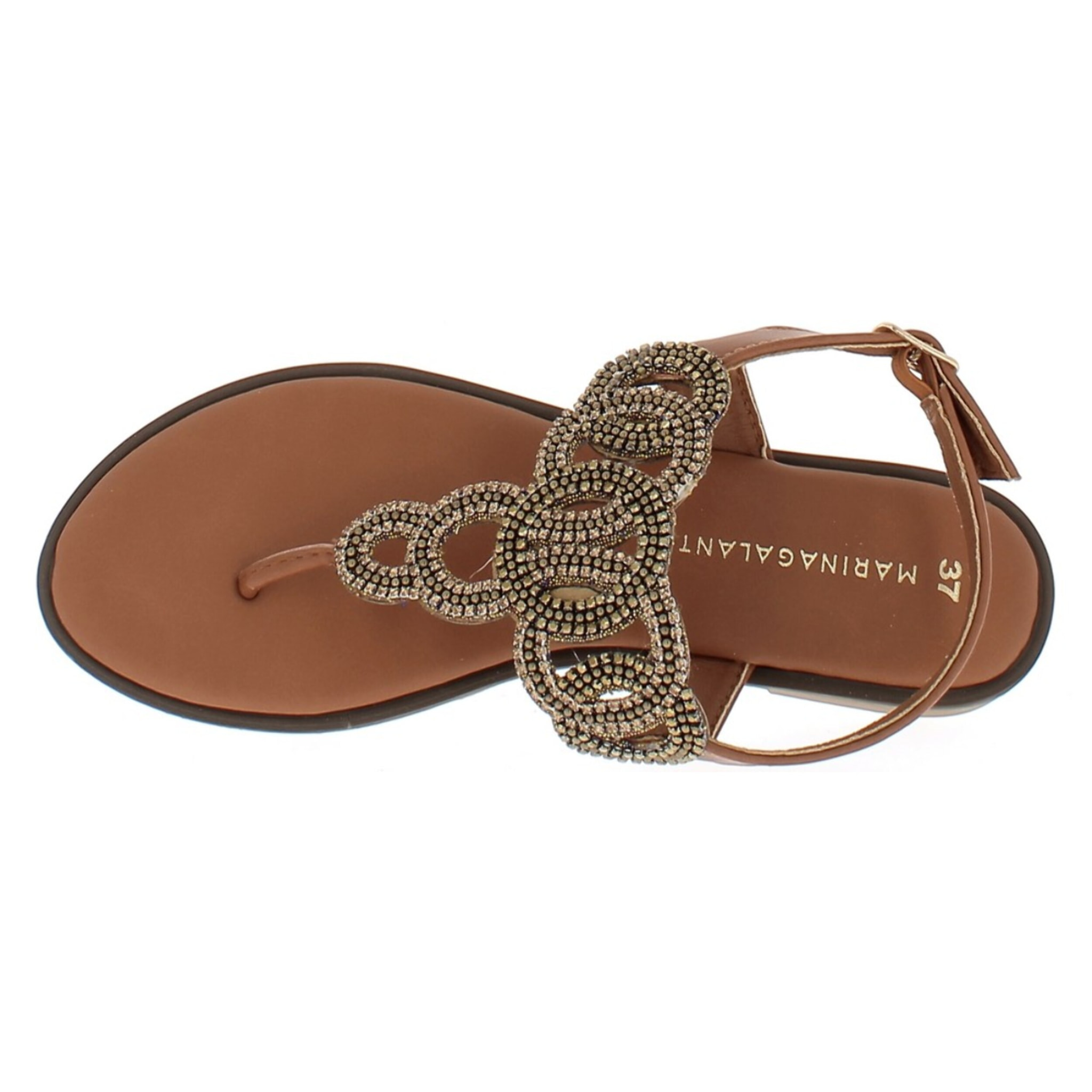 Marina Galanti Scarpe Donna Flat Sandals Flip-Flop Jewel MG 1E168 Gold