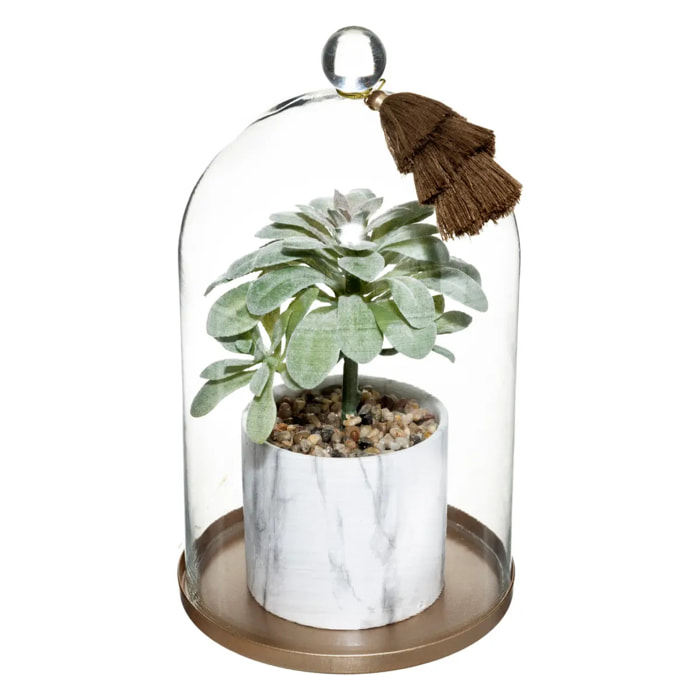 Plante artificielle à suspendre avec cloche "Suite" - métal - H25 cm