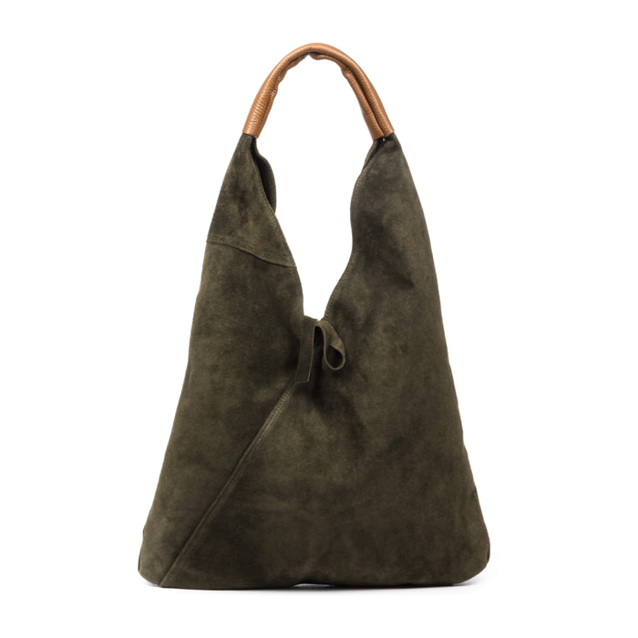 Agnana Bolso Shopper Mujer. Piel auténtica Gamuza y Dollaro.