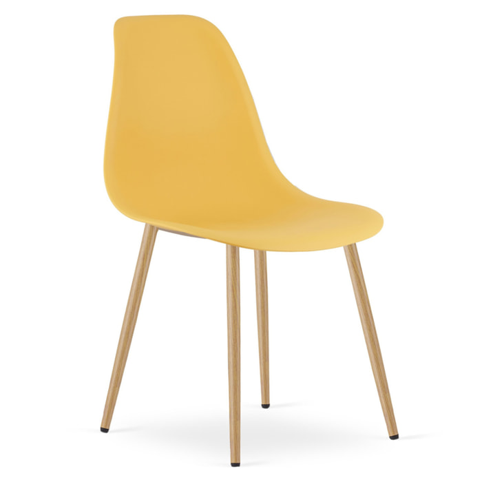 Sedia scandinava WAT color senape con gambe effetto legno