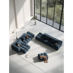 Canapé modulable gauche "Lorella" 3 places en tissu structurel bleu foncé