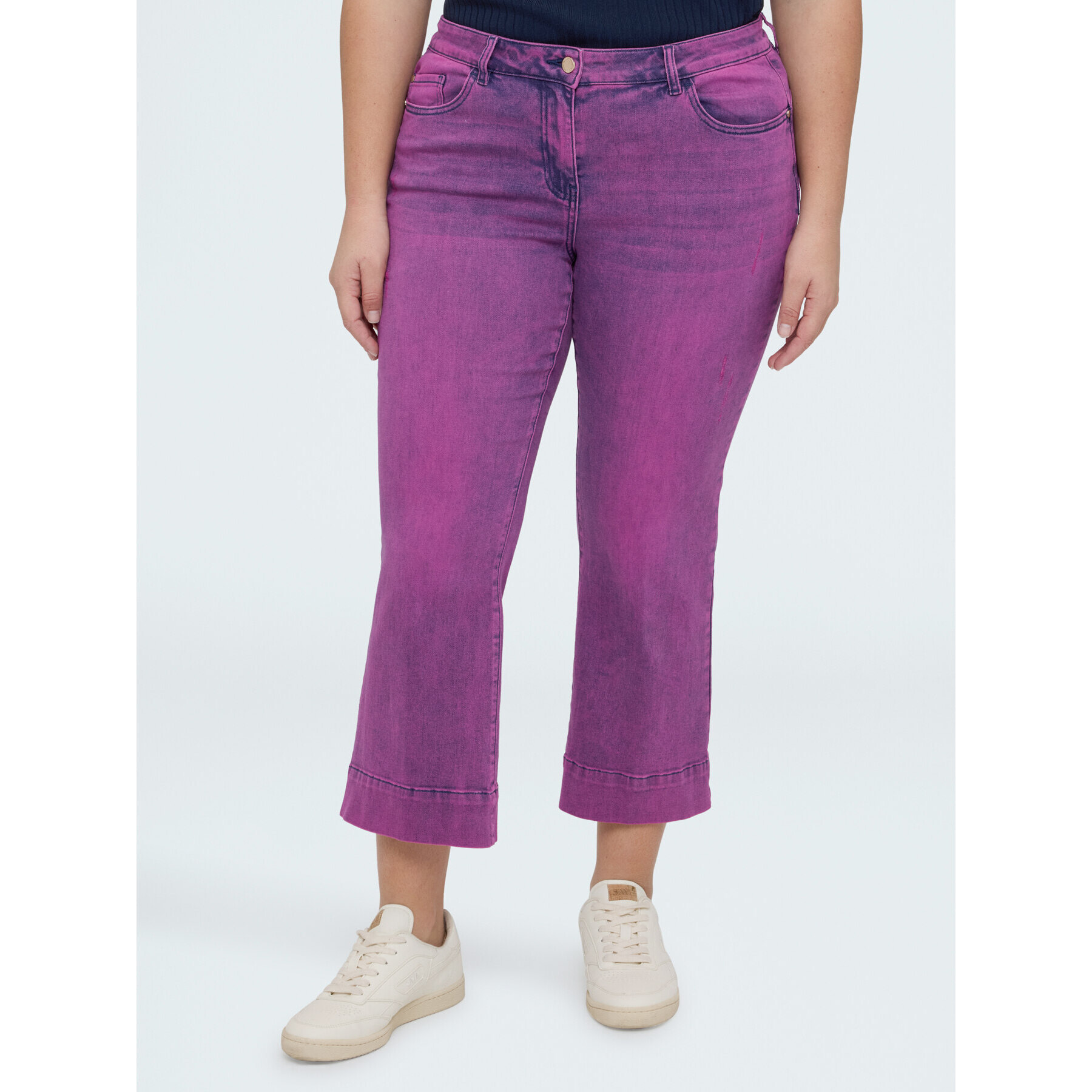 Fiorella Rubino - Jeans Kick Flare lavado morado desgastado - Violeta