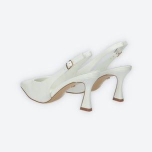 Décolleté sling back Donna Tata Italia Bianco