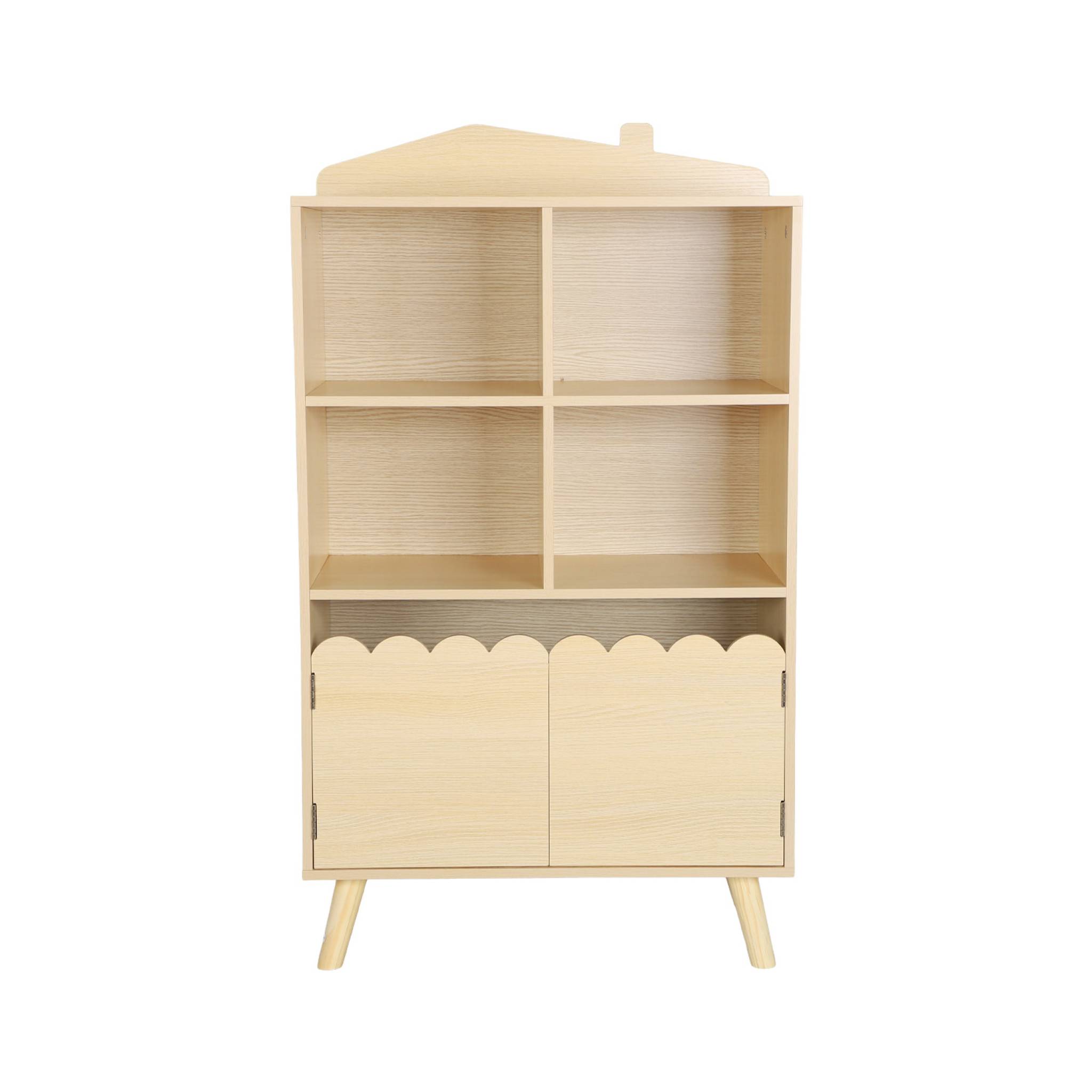 Bibliothèque enfant naturelle 2 portes et 4 étagères