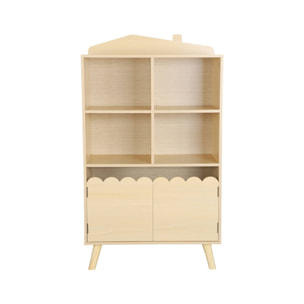 Bibliothèque enfant naturelle 2 portes et 4 étagères