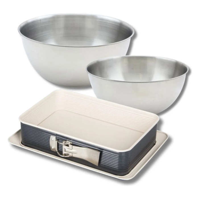 Set de 4 ustensiles de pâtisserie moule à charnière 2 bols et spatule Zenker Smart Pastry