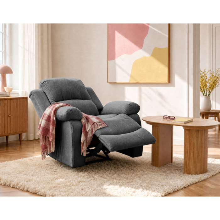 Armand - fauteuil relax électrique en velours côtelé - Gris