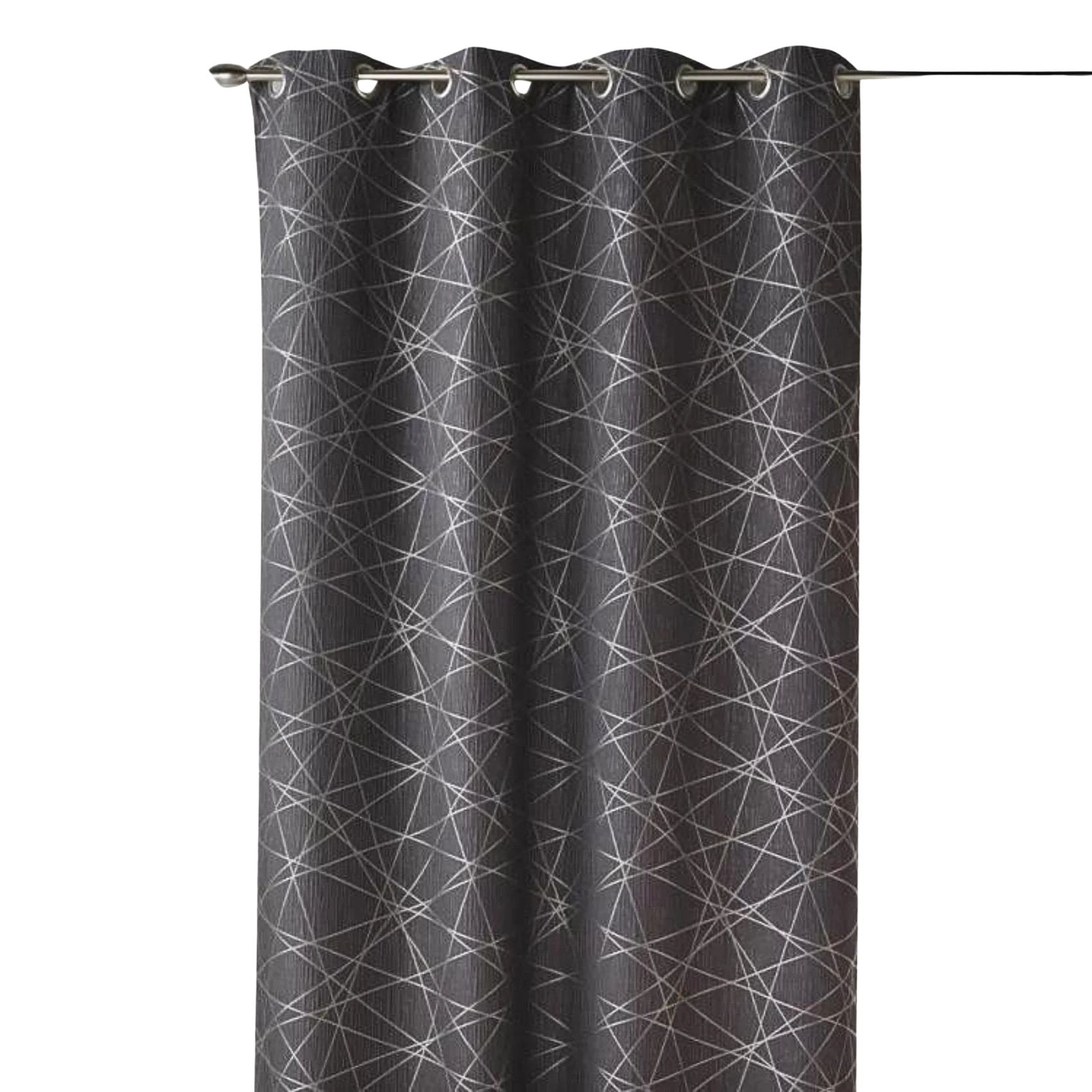 Rideau en Jacquard à Imprimés Design - Gris clair