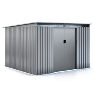 Abri de jardin métal toit plat "Texas" - 6,29 m² - Gris
