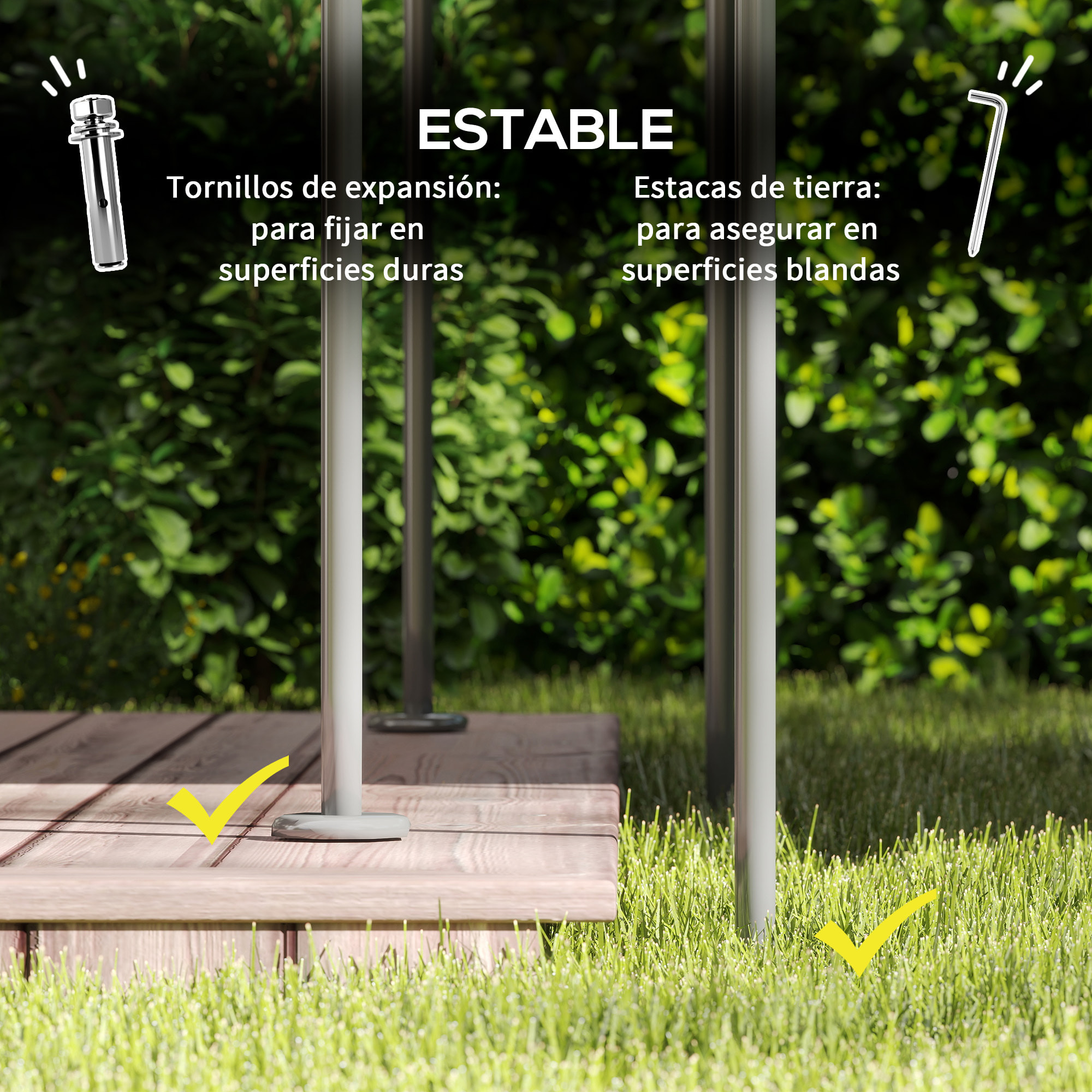 de Jardín 4x3 m, Pabellón de Jardín Gazebo con Doble Techo, 6 Paredes Laterales, Estructura Metálica, Orificios de Drenaje, Carpa para Exterior, Terraza, Patio, Beige