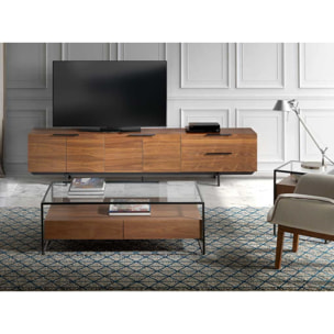 Mesa de centro – Nogal y cristal templado