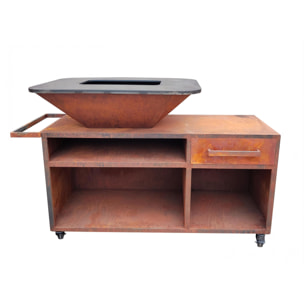 Barbacoa grande con mueble y plancha acero EFP56RECT CO PURLINE  W